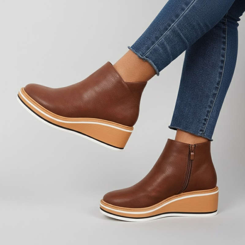 Veronica | Orthopedic Leather Wedge Boots