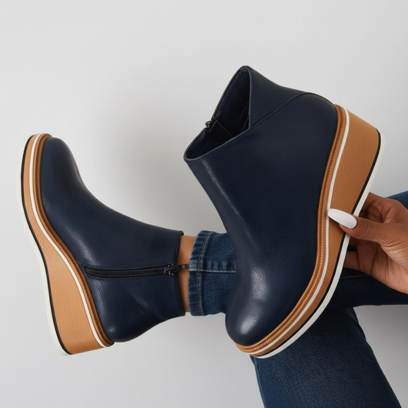 Veronica | Orthopedic Leather Wedge Boots