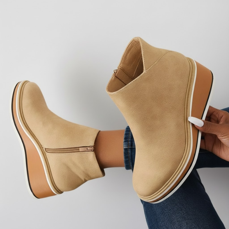 Kathy - Orthopedic Leather Wedge Boots