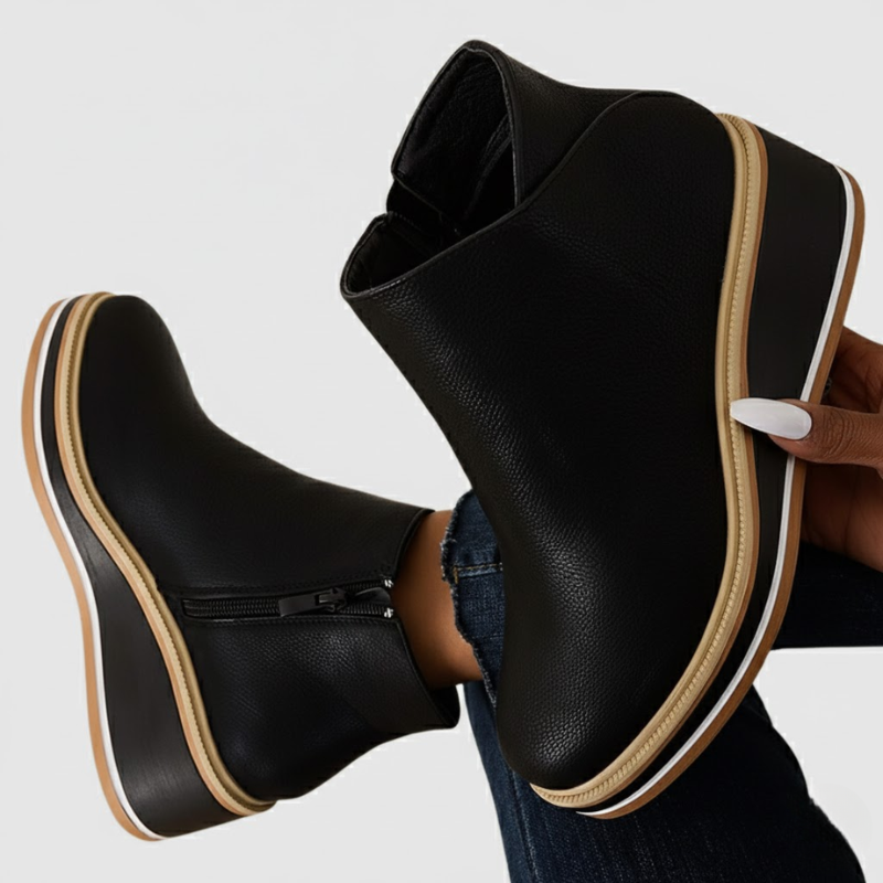 Veronica | Orthopedic Leather Wedge Boots