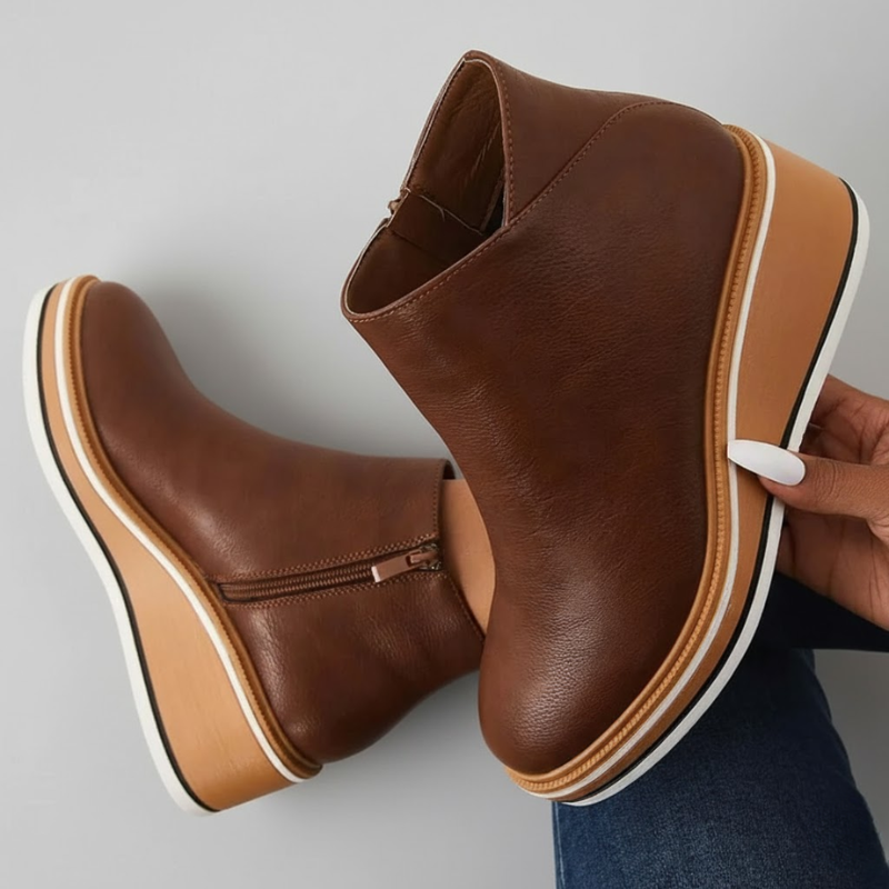 Veronica | Orthopedic Leather Wedge Boots