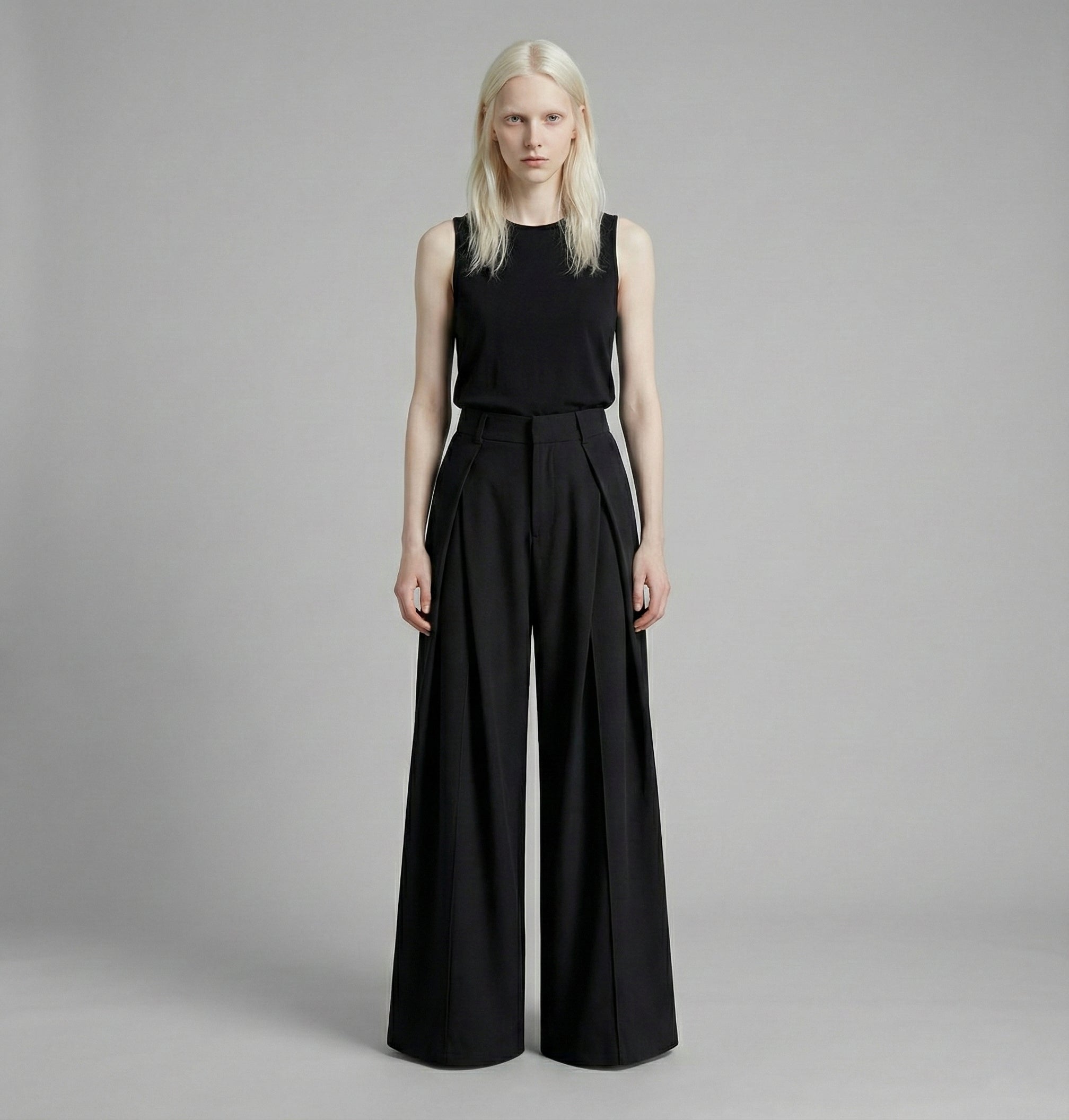 Plated wide legs pants