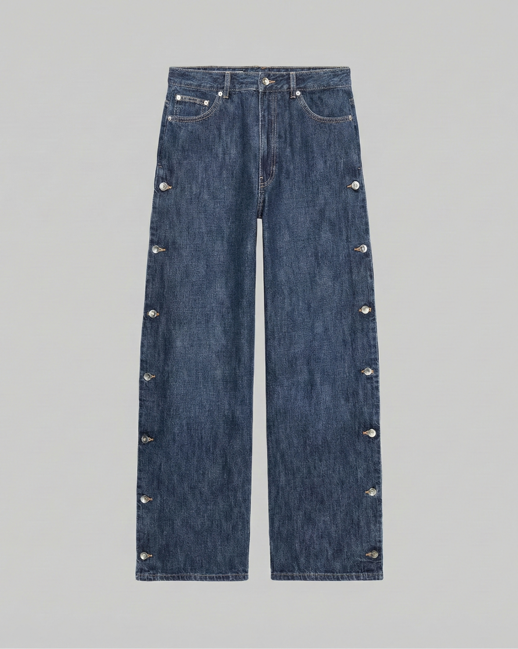 Wide Side Button Denim Jeans