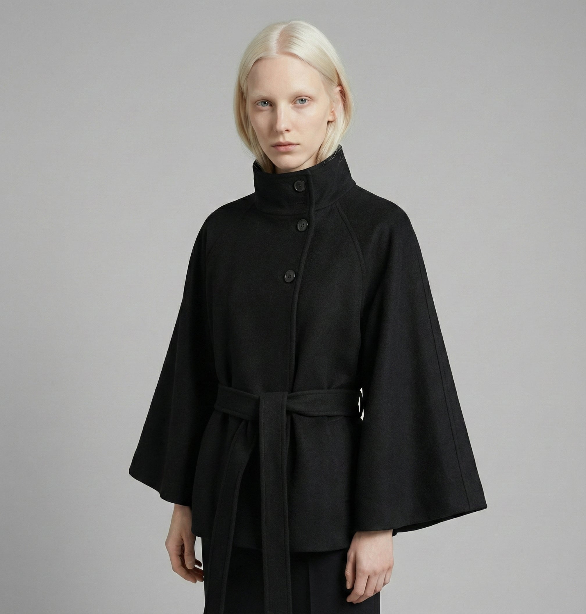Structured Wool Cape Jacket