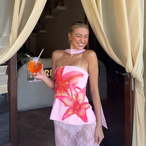 Ariah | Floral Sleeveless Top with Scarf