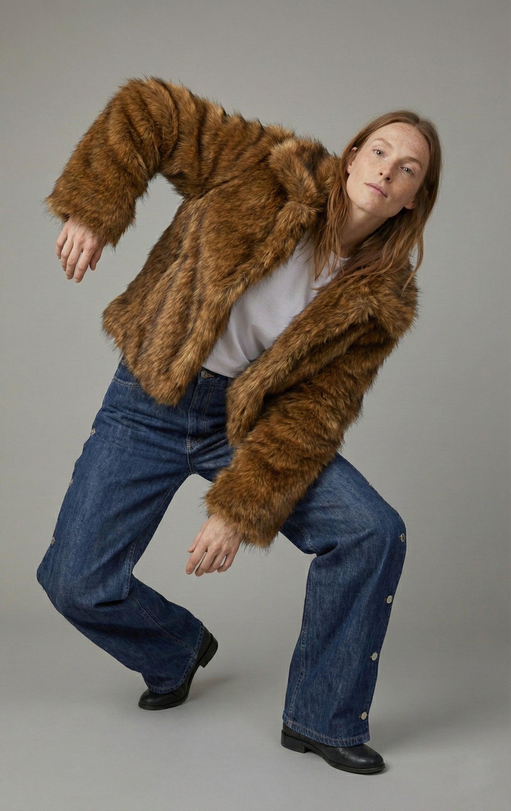 Wide Side Button Denim Jean