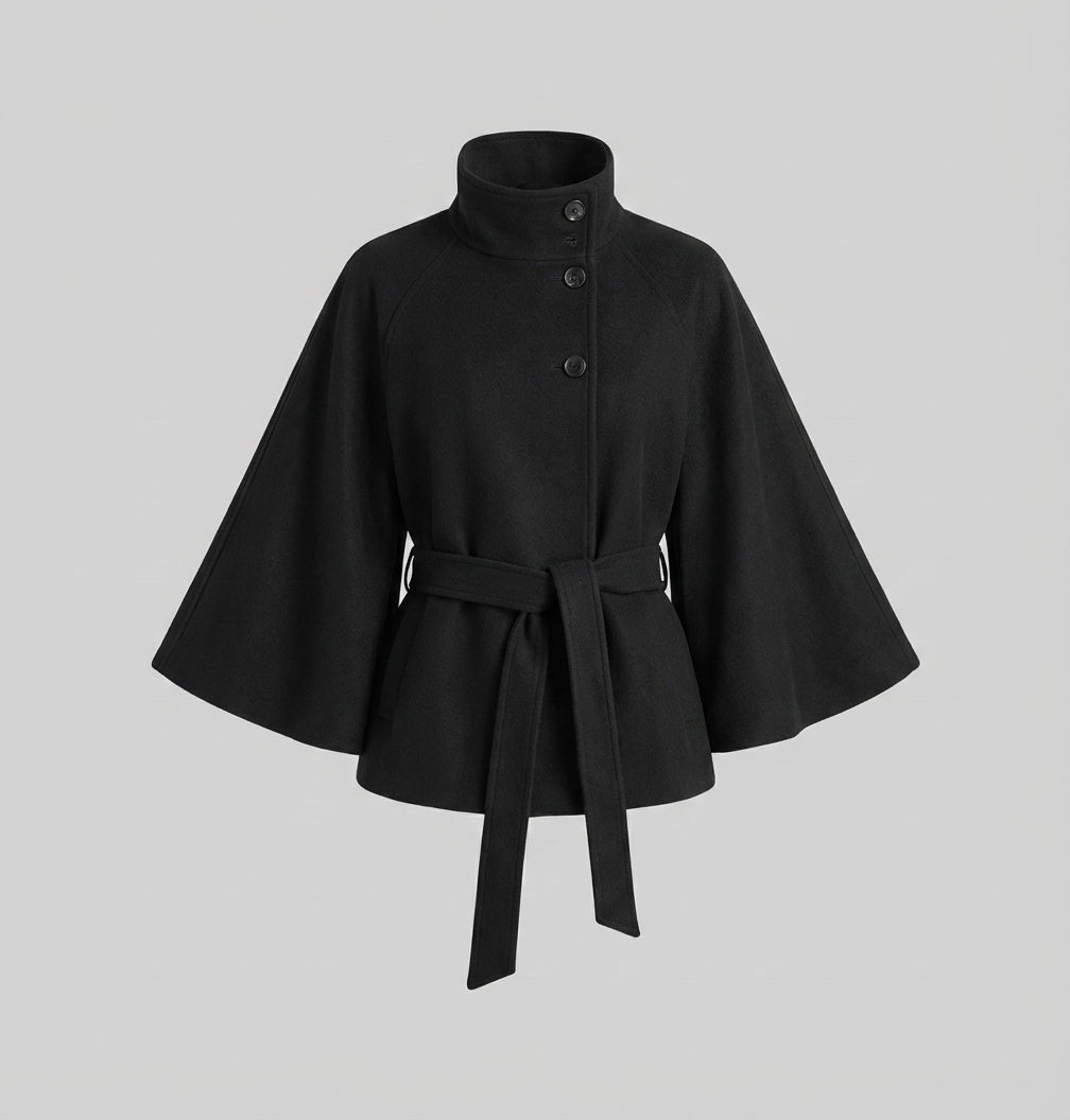 Structured Wool Cape Jacket