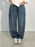 Julia | Trendy Balloon Carpenter Jeans with Glitter
